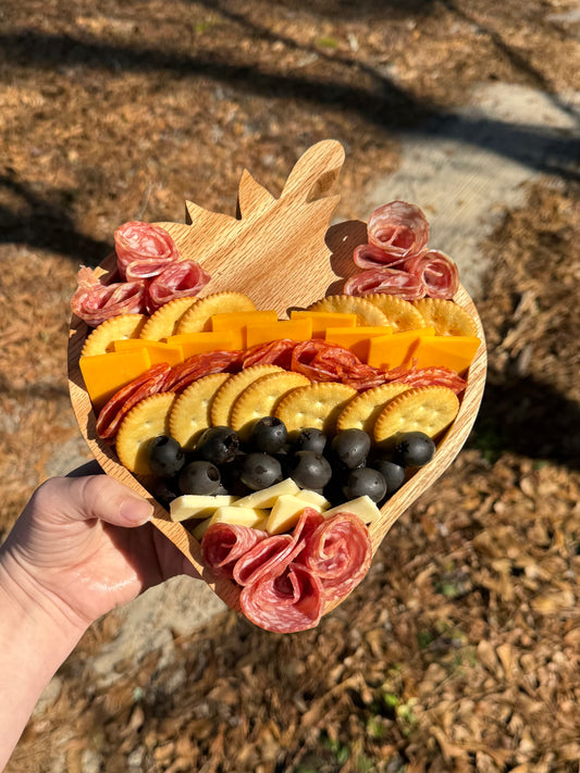 Strawberry-Shaped Wooden Serving Tray