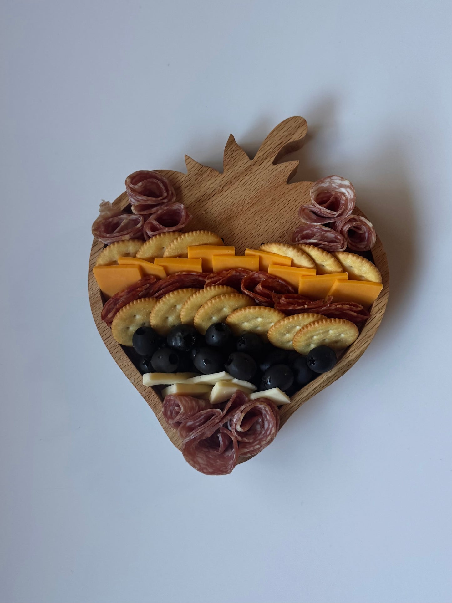 Strawberry-Shaped Wooden Serving Tray