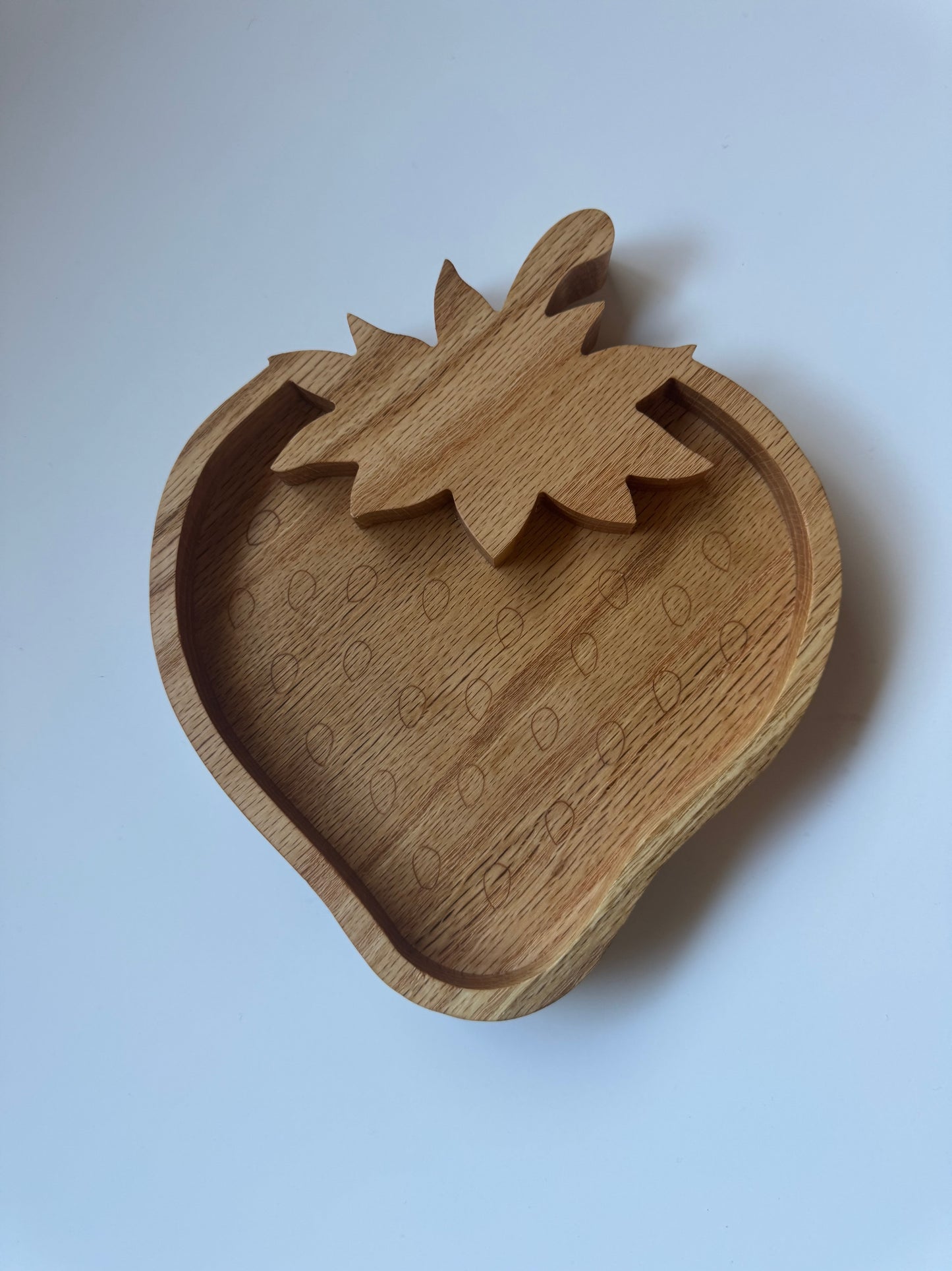 Strawberry-Shaped Wooden Serving Tray